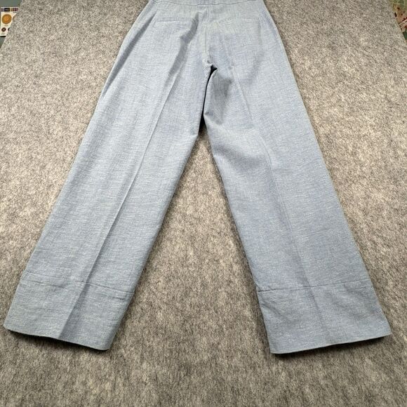 Zara Linen Cotton Blend Flat Front Chinos Pants Trousers Tapered Leg Med Hi Rise - Picture 13 of 13